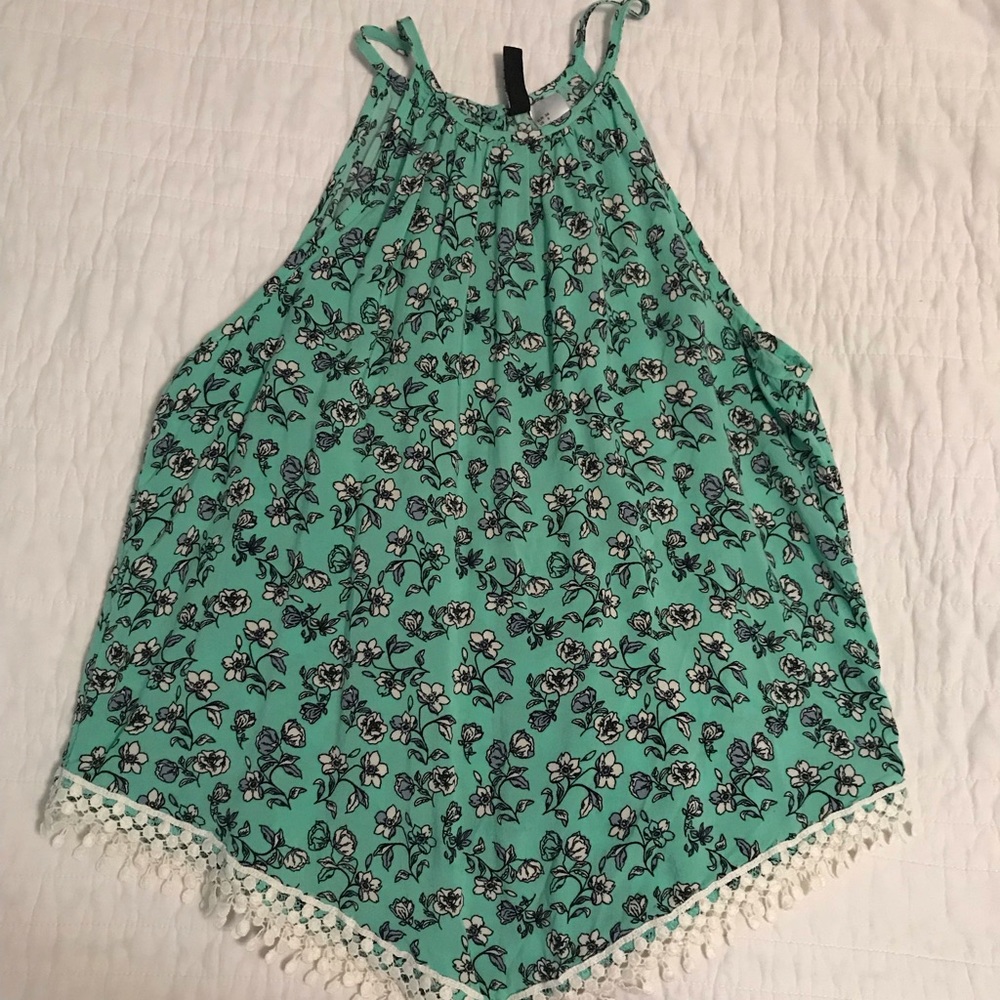 ❤️Teal floral bandana tank